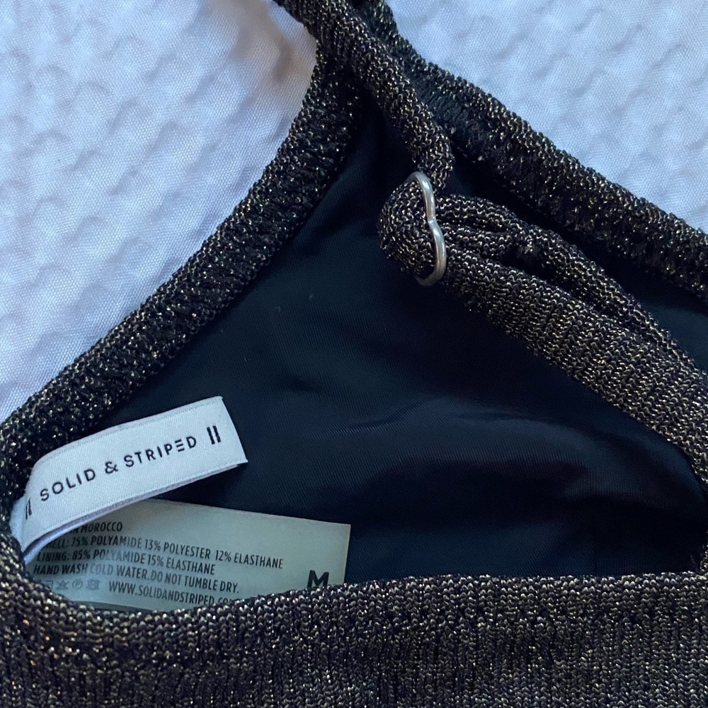 Solid & Striped Logan Bikini Top Medium Navy Gold… - image 7